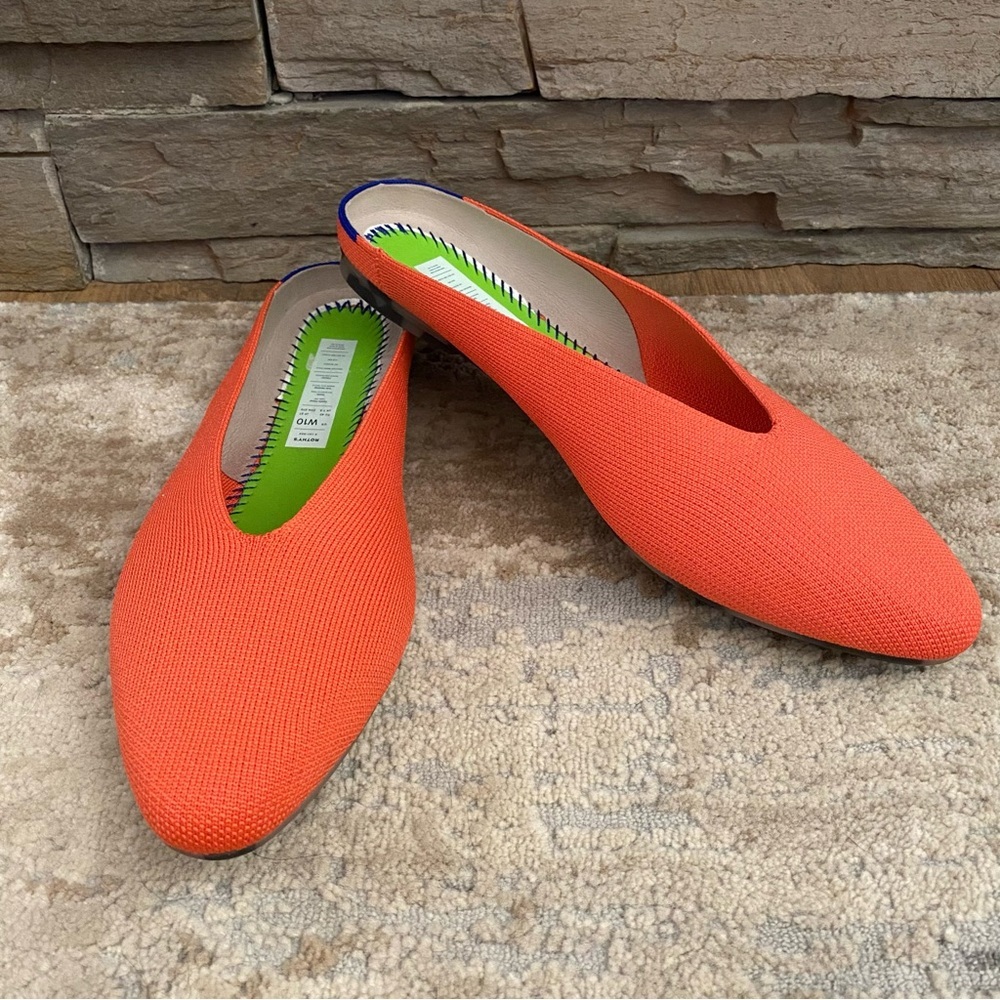 Rothy's Bright Orange Knit Pointed-Toe Slip-Ons